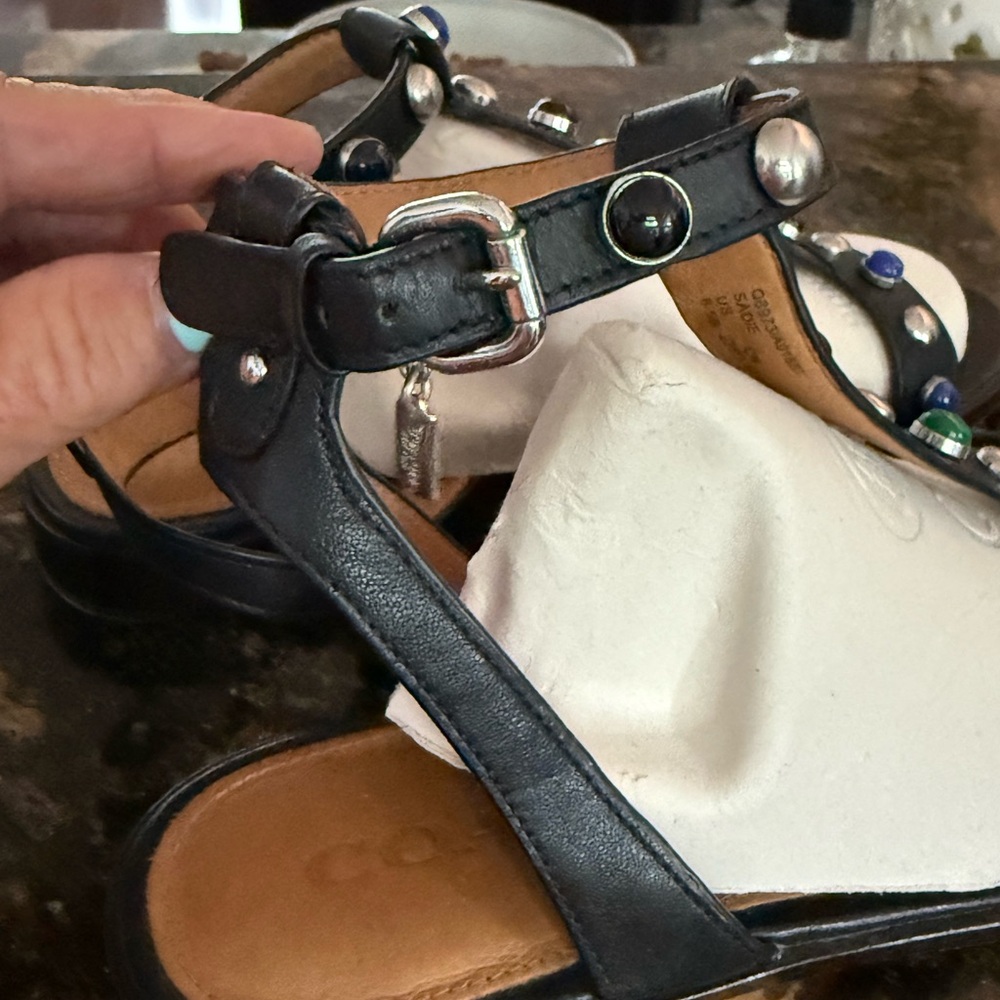Coach Black Sandals with Silver and Blue Accents - Picture 4 of 4